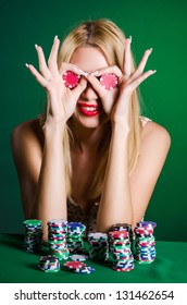 Woman In Casino Playing Cards