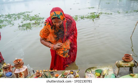 A Woman Celebrating Chhath Pooja