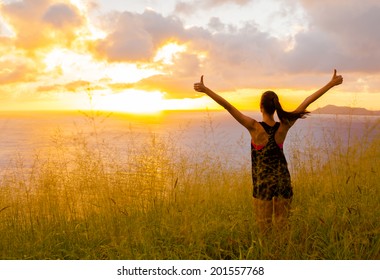 Woman Celebrating Her Goals. Sport And Active Life Concept.