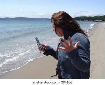 Woman With Cellular Phone But No Signal