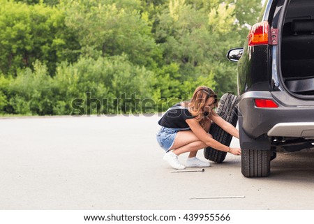 Similar – Image, Stock Photo tyre change