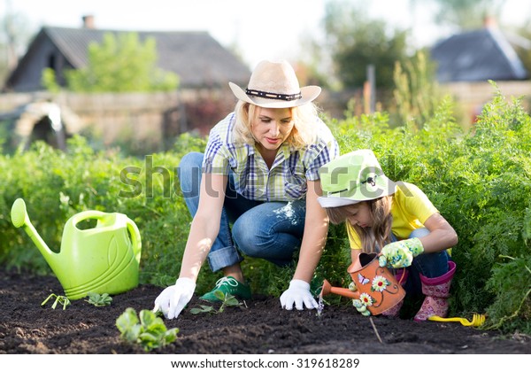 Woman Child Girl Mother Daughter Gardening Stock Photo (Edit Now) 319618289