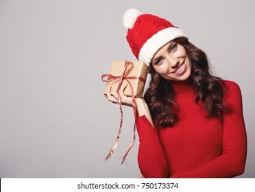 Woman With Christmas Gift Box