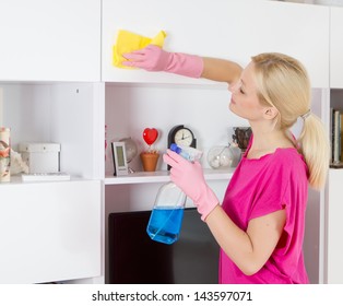 Woman Cleaning House.