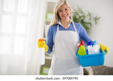 Woman From Cleaning Service Start To Clean House