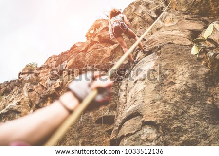 Similar – Image, Stock Photo Rocky mountain in the water, Ko Rang Nok, Ao Phra Nang Beach, Ao