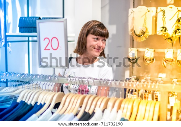 Woman Clothing Store Choosing Her New Stock Photo Edit Now 711732190