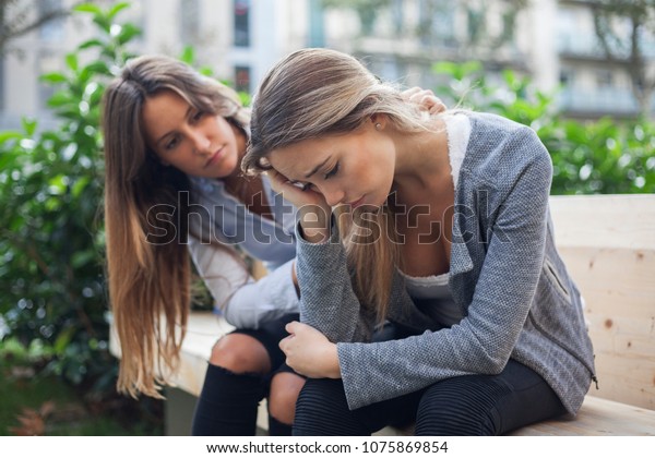 Woman Comforting Sad Depressed Friend Who Stock Photo Edit Now