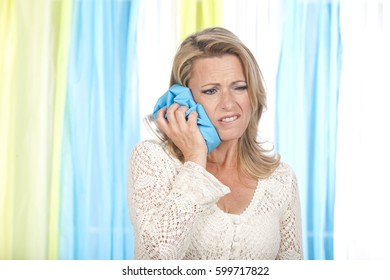 Woman With Compress Ice Pack