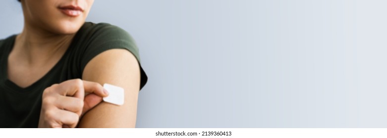 Woman Contraception Patch Treatment On Arm Stock Photo 2139360413 ...