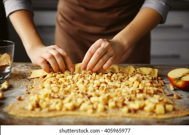 Woman Cooking Apple Pie