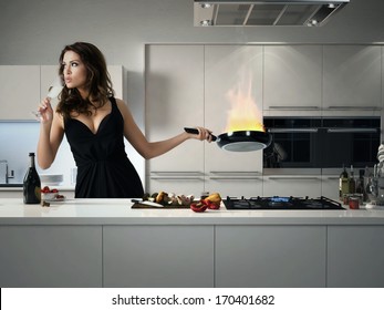 woman cooking in a kitchen