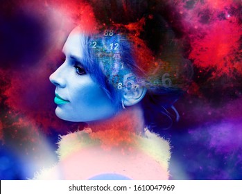 Woman and cosmic mind, alien
 - Shutterstock ID 1610047969