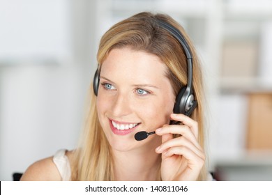 Woman In Costumer Service Wearing Headset