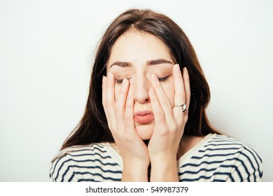 Woman Covers His Face By Hand Stock Photo 549987379 | Shutterstock