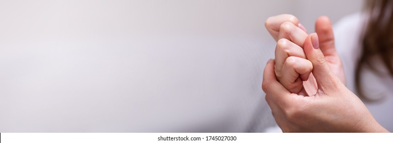 Woman Cracking Hand Knuckles. Finger Pop And Crack