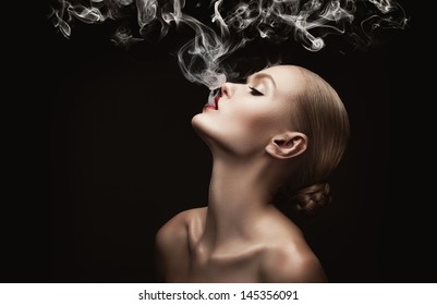 Woman With Creative Smoke