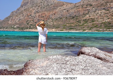 Woman In Crete Beach