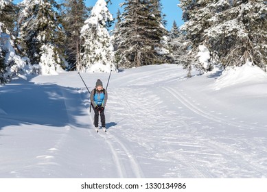 Woman Cross Country Skiing