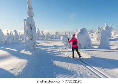 Woman Cross Country Skiing