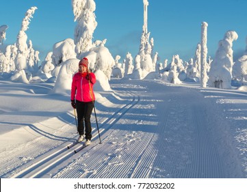 Woman Cross Country Skiing