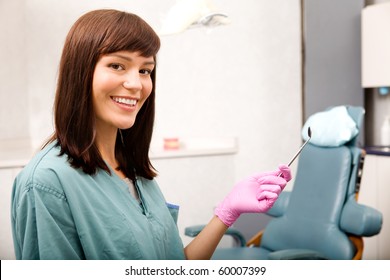 A Woman Dentist Or Dental Hygienist Portrait