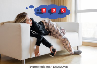 Woman depressed about inactivity on her social media