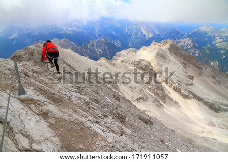 Similar – Hiker on the Zugspitze