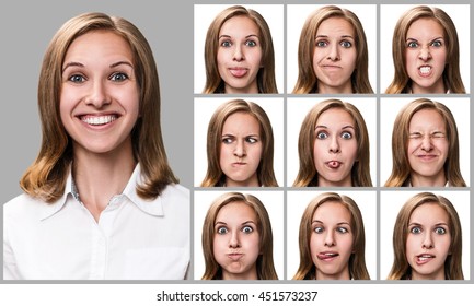 Woman Different Facial Expressions Stock Photo 451573237 | Shutterstock