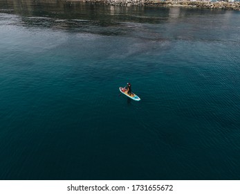 Woman In The Diving Suit On The Sup Board