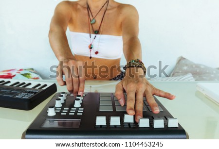 Similar – Foto Bild Hände Frau DJ spielt elektronische Musik. Mischtisch