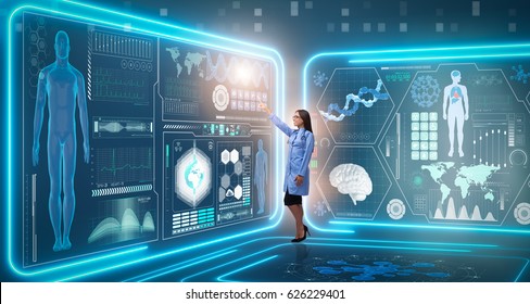 Woman doctor in futuristic medical concept - Shutterstock ID 626229401