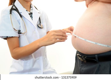 Woman Doctor With A Medical Examination In Obese Patient