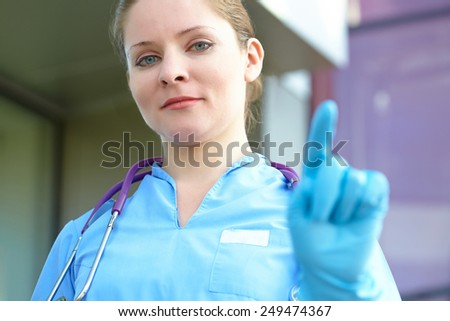 woman doctor in medical gloves 