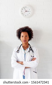 Woman Doctor Standing With Stetoscope Over Her Neck