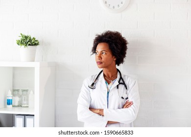 Woman Doctor Standing With Stetoscope Over Her Neck