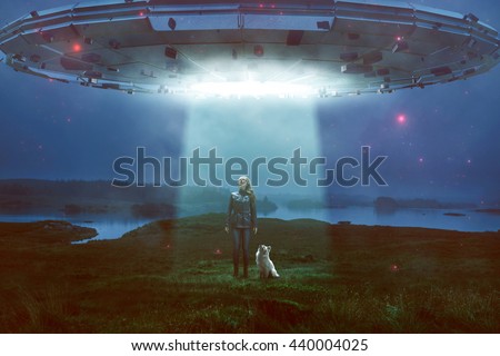 Woman and dog encounter an UFO