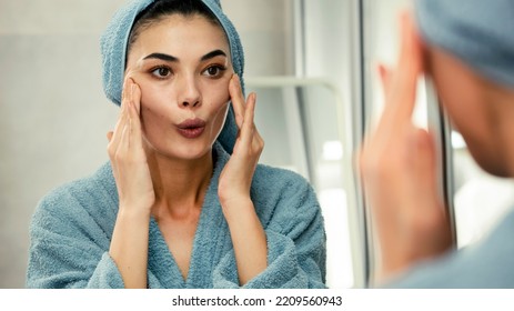 Woman is doing face yoga - Shutterstock ID 2209560943