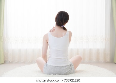 Woman Doing Self Massage, Neck, Shoulder