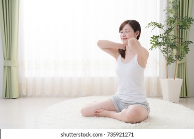 Woman Doing Self Massage, Neck, Shoulder