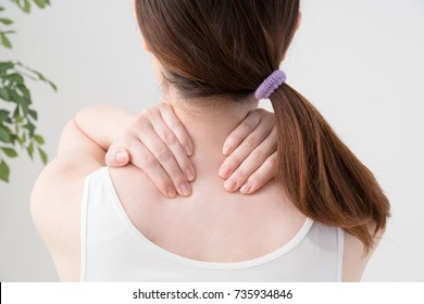 Woman Doing Self Massage, Neck, Shoulder