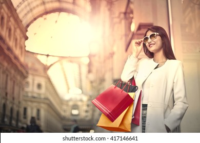 Woman Doing Shopping In Milan