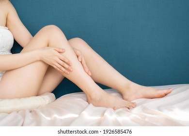 Woman doing skin care in the room