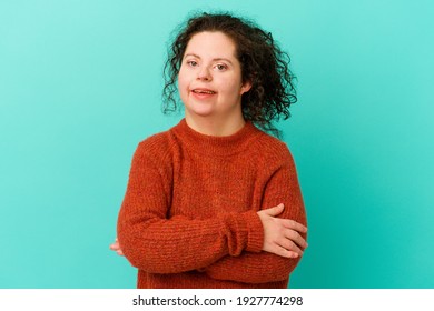 Woman with Down syndrome isolated dreaming of achieving goals and purposes