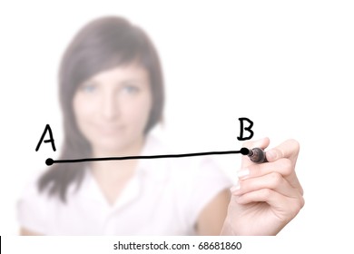 Woman Drawing Line Point Point B Stock Photo 68681860 | Shutterstock