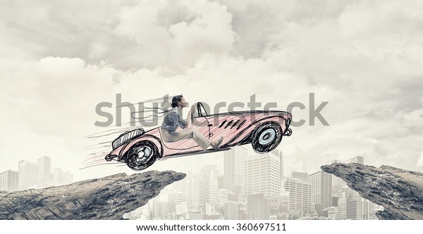 Woman in drawn\
car