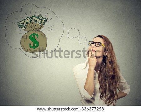Woman dreaming of financial success 