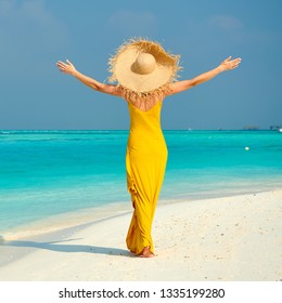 yellow dress beach