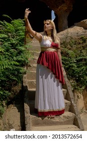 Woman Dressed In Roman Historical Clothing