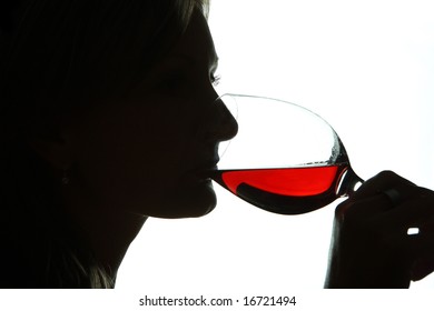 woman drink glass red wine